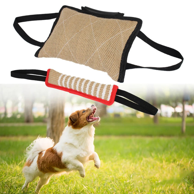 Hondentrainingskussen met Touwgrepen | Duurzaam Kauwspeelgoed | Veerkrachtig Bijtspeeltje voor Honden