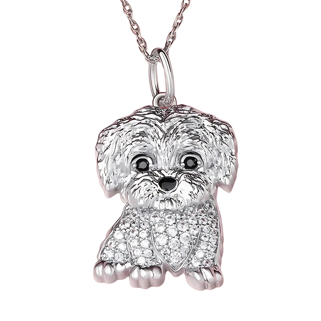 Beagle ketting hanger voor dames | 925 sterling zilver | Cubic zirconia | Dierensieraad | Hondenliefhebbers cadeau | Herdenkingssieraad | Uniek design