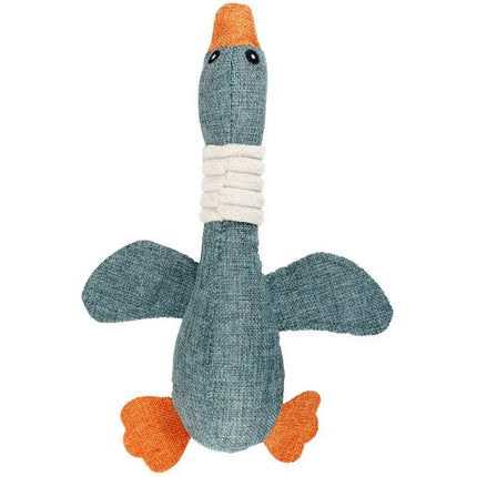 Pluche Gans Hondenspeeltje | Veilig Natuurlijk Katoen | Piepende Geluiden | Stimuleert Mondgezondheid | Geschikt voor Kleine en Middelgrote Honden | Gemakkelijk te Reinigen | 32 cm Lang