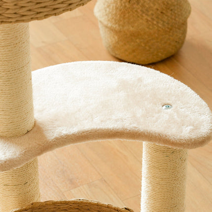 Pluche Krabpaal met Slaperige Kom | Handgemaakt met Sisaltouw | Luxueuze Zonneplek | Kattenklimboom voor Spelen, Krabben en Rusten
