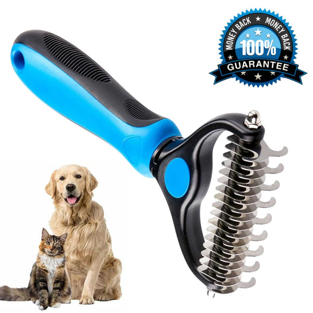 PetRake™ Dubbelzijdige Ontwarringskam | Verwijdert Klitten en Loose Haren | Veilig en Comfortabel voor Honden en Katten | Stimuleert Gezonde Vacht en Bloedcirculatie
