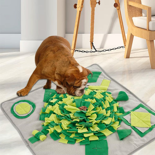 Snuffeltrainingsmat Voor Honden | Interactief Langzaam Voerspeelgoed | Duurzaam Handgemaakt Fleece | Stressverlichting en Energieverbruik | Machinewasbaar | Verstelbare Maten | Grijs of Groen | 45x45cm of 70x70cm