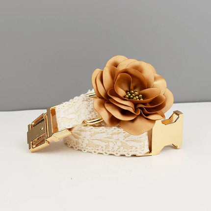 Elegante Bruiloftshondenhalsband met Gepersonaliseerd Naamplaatje | Stijlvolle Hondenriem | Maat S-XL | Wit | Duurzaam Materiaal