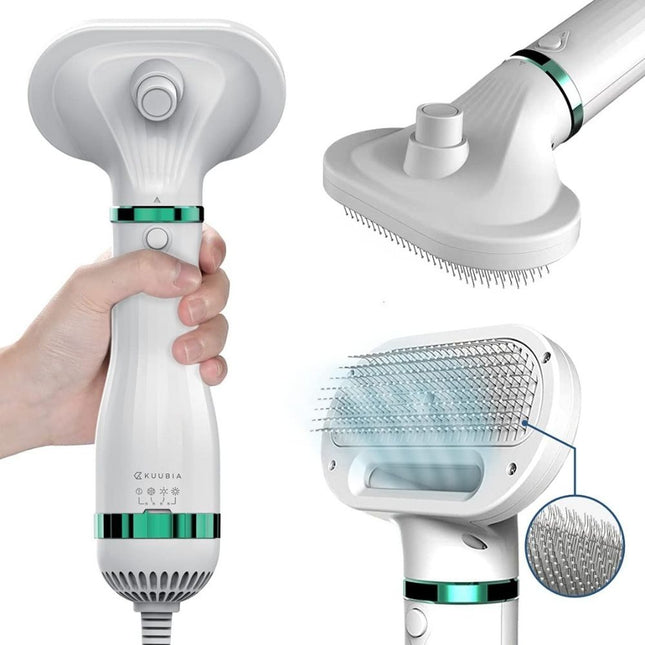 VelvetPaws QuickDry Styler | Stilte Technologie | 2-in-1 Droger en Borstel | Verstelbare Warmte | Huisdier Vachtverzorging | Ontwikkeld voor Comfort en Knuffels | Stressvrije Ervaring