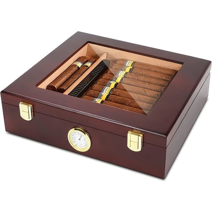 Retro Cederhouten Sigarenkistje | Draagbare Humidor | Opslagdoos Sigaar | Stijlvol Zakelijk Design