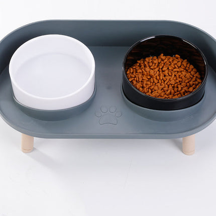 Verhoogde dubbele voerbak voor katten en honden | Ergonomisch ontwerp | Antislip | Duurzame materialen | Eenvoudig te reinigen | Modern voor kleine en middelgrote huisdieren