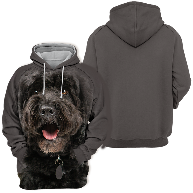 Zwarte Unisex Hoodie met Hondenprint | Diverse Maten | Polyester & Katoen | Comfortabel & Duurzaam