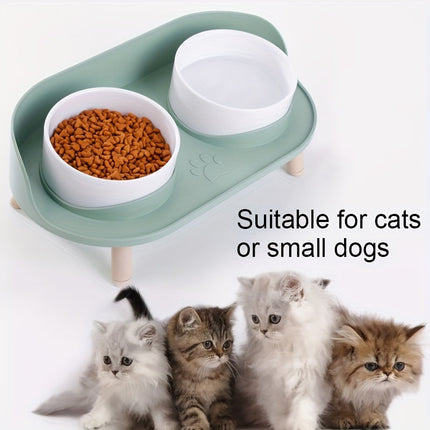 Verhoogde dubbele voerbak voor katten en honden | Ergonomisch ontwerp | Antislip | Duurzame materialen | Eenvoudig te reinigen | Modern voor kleine en middelgrote huisdieren