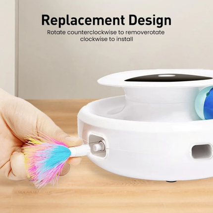 ROJECO Elektronisch 2-in-1 Huisdierenspeelgoed | Automatische Veer & Ronddraaiende Bal | 5 Interactieve Speelmodi | Ideaal voor Katten en Kleine Honden