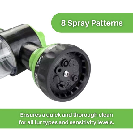 Suds-N-Paws™ Hondenbadtool | Spuitmond met 8 Spraypatronen | Verstelbare Zeepdispenser | Efficiënte Reiniging en Minder Badtijd