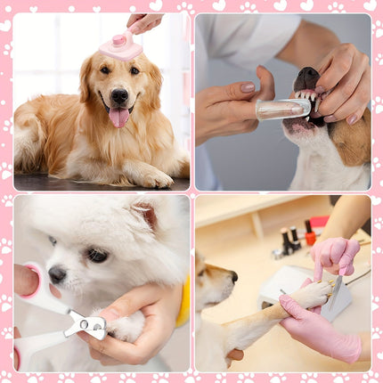 8-delige hondenverzorgingsset | Complete vachtverzorging met borstel, nagelknipper, vlooienkam en tandenborstel | Voor kleine en middelgrote honden