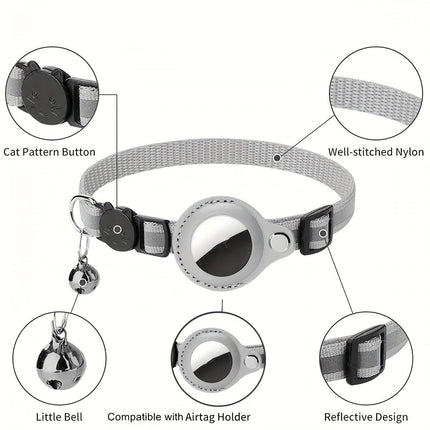 Reflecterende kattenhalsband | Veiligheidsbuckle | Bel voor extra zichtbaarheid | Duurzaam nylon | Geschikt voor dagelijks gebruik | 32 cm lang | 1 cm breed | Voor alle katgroottes