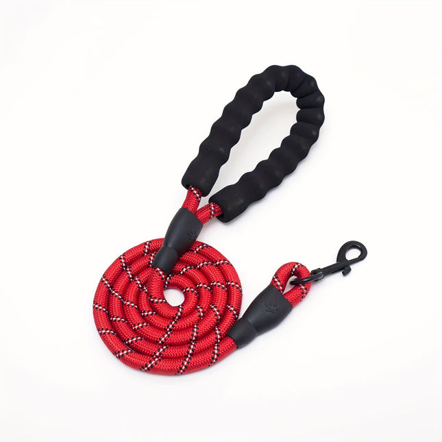 Reflective Dog Leash | Comfortable Padded Handle | Heavy-Duty Double Pull | For Strong Dogs | Enhanced Safety and Control | Polyamide | Striped Pattern | Walking