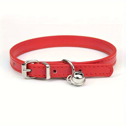 Verstelbare kattenhalsband kunstleer met bel | Veiligheidsbuckle | Metalen gesp | Voor katten van klein tot middelgroot | Meerdere maten