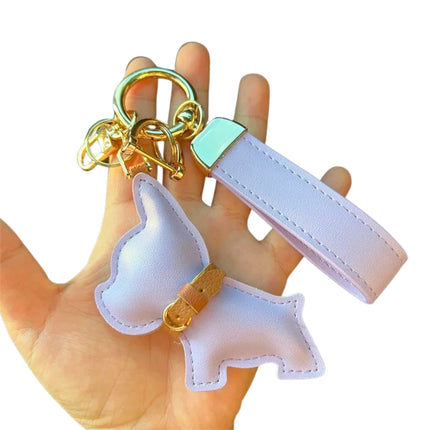 Lederen autosleutelhanger met grappige Fadou hond | Creatief cadeau | Sleutelhanger voor tassen | Voor koppels | Verjaardagscadeau | Zinklegering