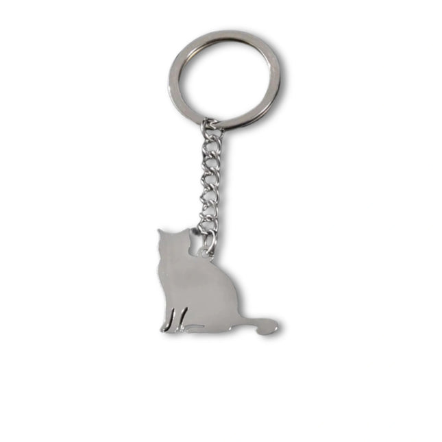 Dames Sleutelhanger Kat | RVS Sleutelhanger met Schattige Kitten Hanger | Sleutelhanger voor Tas, Portemonnee, Rugzak of Autosleutel | Zilver Cadeau Accessoire