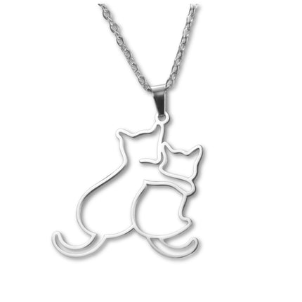 Honden en Katten Ketting voor Dames | Roestvrijstalen Dierenhanger | Sieraden Cadeau voor Huisdierenliefhebbers | Verstelbare RVS Ketting 45+5cm | Anti-allergisch & Duurzaam