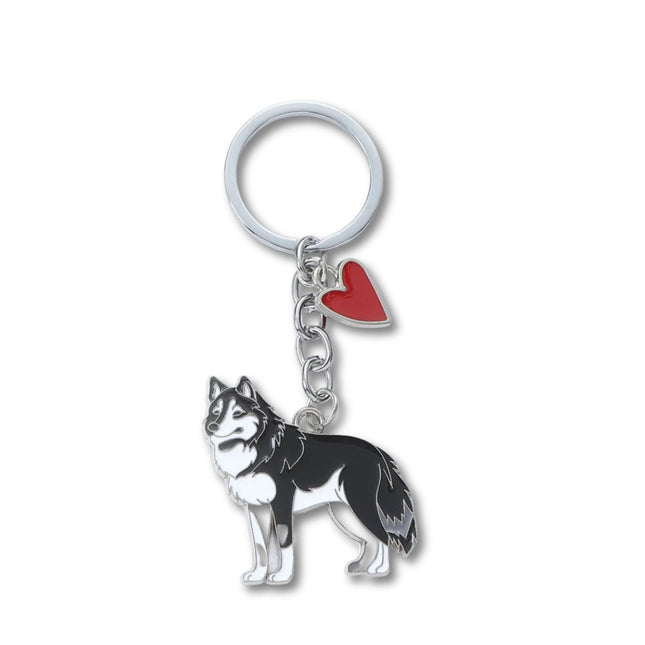 Alaska Husky Sleutelhanger | Schattige Cartoon Hond | Dier Sleutelhanger voor Vrouwen & Mannen | Cadeau | Zilver Metaal | Unisex Accessoire