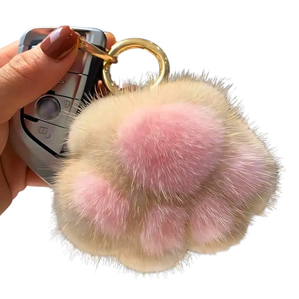 Pluche sleutelhanger schattige kattenpoot | Tassenhanger voor meisjes | Fluffy imitatie nerts bont | Decoratie voor sleutels, tas of auto | Gift idee