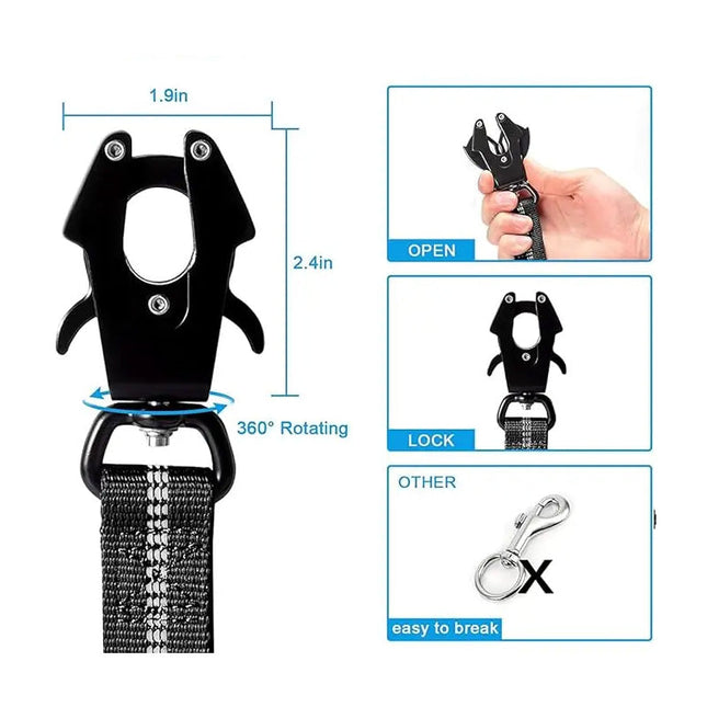 Bungee Hondenriem met Snelsluiting | Reflecterende Draad | Schokabsorberend | Dubbel Handvat | Weerbestendig Nylon | Voor Grote Honden | 178 cm Uittrekbaar