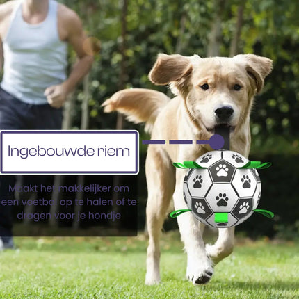 Duurzame Apporteerbal met Grijplipjes | Interactief Kauwspeelgoed voor Honden | Rubberen Voetbal voor Middelgrote en Grote Honden | Binnen- en Buitenplezier | Bevordert Gezond Gebit