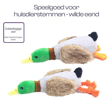 Pluche Eend Kauwspeelgoed voor Honden | Piepende Geluiden | Tandenreiniging | Duurzaam en Veilig | Groen