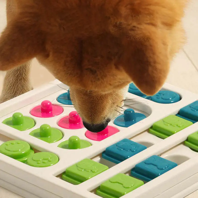 Interactieve Voerbak voor Honden | Mentale Stimulatie | Voorkomt Overeten | Duurzaam en Veilig | Verbetert Spijsvertering | Gemakkelijk Schoon te Maken | 25x25x2.8cm | Gemaakt van Kunststof