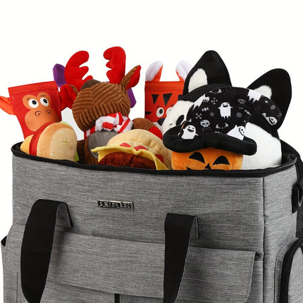 Torba podróżna dla zwierząt FULED | Zestaw podróżny dla psa i kota | Poliester | Z kieszeniami, miskami na karmę | 2 pojemniki na karmę, składane miski | Certyfikowany przez linie lotnicze, szary