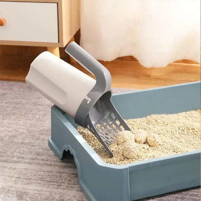 CleanPaws kattenbak schep | Ergonomisch handvat | Duurzaam kunststof | Fijne netstructuur voor makkelijk schoonmaken | 29x12x16 cm | Grijs | Voor alle kattenbakken