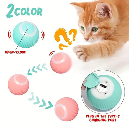 Slimme interactieve kattenbal | Automatisch rollend speelgoed voor katten | Duurzaam kunststof | 4,3 cm | Geschikt voor kleine en middelgrote katten | Stimuleert beweging en actief spel