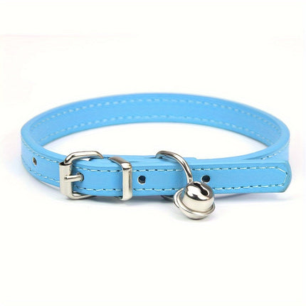 Verstelbare kattenhalsband kunstleer met bel | Veiligheidsbuckle | Metalen gesp | Voor katten van klein tot middelgroot | Meerdere maten
