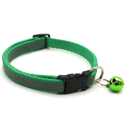 Reflecterende kattenhalsband met bel en AirTag houder | Verstelbaar nylon | Voor katten van verschillende groottes | Zichtbaar in het donker