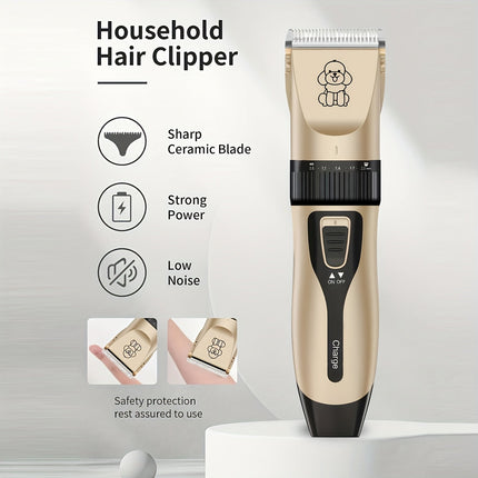 Draadloze huisdiertrimmer voor honden en katten | Stil ontwerp | USB oplaadbaar | Keramisch mes | Verstelbare mesafstand | Inclusief opzetkammen