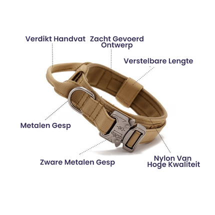 Tactische Hondenhalsband Set | Verstelbaar Nylon | Comfortabele Gewatteerde Voering | Heavy-Duty Metalen Sluiting | Geschikt voor Actieve Honden | Verschillende Kleuren | Inclusief Handvat en Patchpaneel