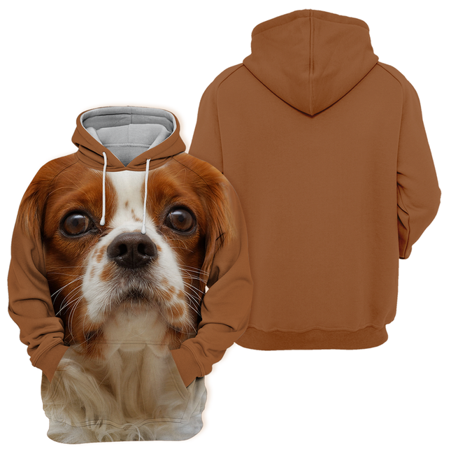 Unisex Hoodie met King Charles Spaniel Print | Zachte Polyester-Katoen Mix | S-4XL | Comfortabel en Duurzaam | Hoge Definitie Print | Perfect voor Alle Gelegenheden