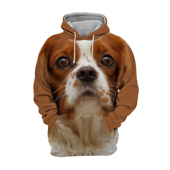 Unisex Hoodie met King Charles Spaniel Print | Zachte Polyester-Katoen Mix | S-4XL | Comfortabel en Duurzaam | Hoge Definitie Print | Perfect voor Alle Gelegenheden