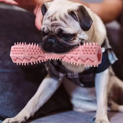Duurzaam Rubberen Kauwspeeltje voor Honden | Effectieve Gebitsreiniging | Tandvleesmassage | Interactief Ontwerp | Verkrijgbaar in Blauw, Groen en Roze | Veilig en Stimulerend