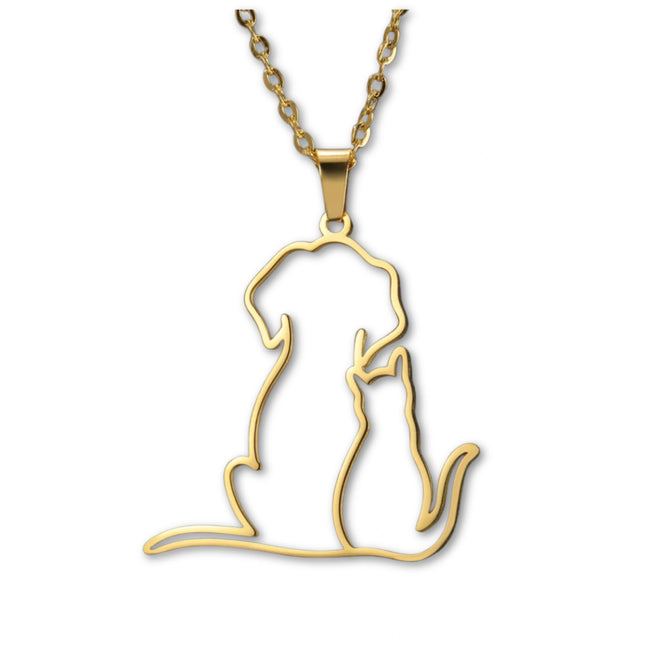 Dierenhanger Ketting voor Dames | Roestvrijstalen Kat & Hond Sieraad | Huisdier Vrienden | Cadeau voor Dierenliefhebbers | Hypoallergeen & Roestvrij | Verstelbare Schakelketting 45+5cm