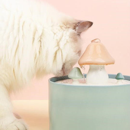 Stille Keramische Kattenfontein Paddenstoelvorm | Drinkwatersysteem met Vijfvoudige Filtratie en Grote Capaciteit | Geschikt voor Katten en Kleine Honden