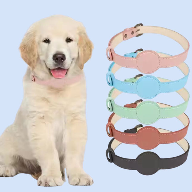 PawGuard hondenhalsband | Airtag houder geïntegreerd | Waterdicht en duurzaam siliconen & PU-leder | Veilig en modieus ontwerp voor honden | Geschikt voor Apple Airtag tracking