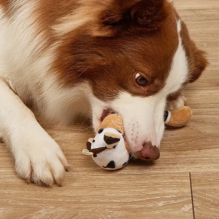 Kalmerend Huisdierenspeeltje | Koevormig Pluche | Stressverlichting voor Honden | Zacht & Duurzaam | Tandverzorgend Speelplezier | 18x10x3 cm | Perfect voor Kleine Tot Middelgrote Huisdieren | Veilig Polyestervezel | Interactief en Troostend