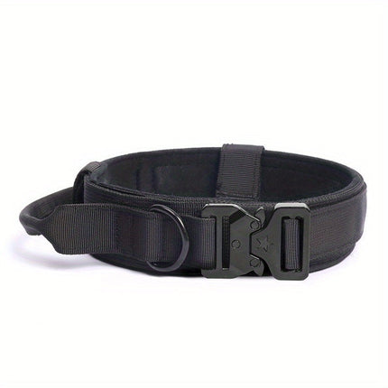 Tactische hondenhalsband nylon | Verstelbaar | Stevige kunststof gesp | D-ring voor riembevestiging | Geschikt voor middelgrote en grote honden | Camouflagemotief