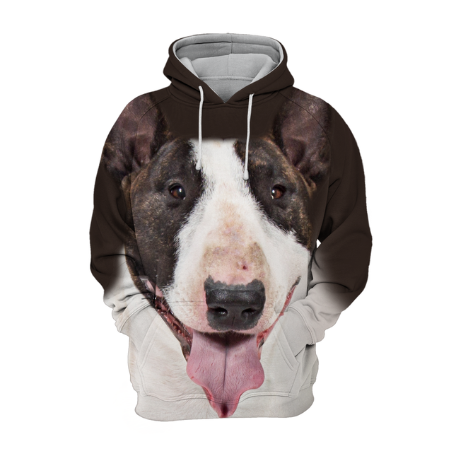 Stijlvolle Unisex Hoodie | Bull Terrier Print | Premium Polyester en Katoen | Diverse Maten S-4XL | Comfort en Duurzaamheid | Hoge Resolutie Print | Tweezijdig Stretchmateriaal