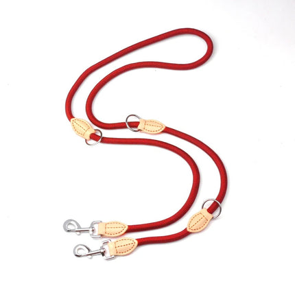 Hands-Free Nylon Riem | Verstelbare Dubbele Riem voor Honden | Antiklitontwerp | Comfortabele Grip voor Grote Honden | Ideaal voor Wandelen met Twee Honden