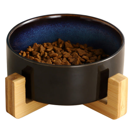 CelestiPaw Ceramic Food Bowl | Double Bowl Wood | Stylish Cat & Dog Food Bowl | Comfortable Design | Easy to Clean | Heavenly Style | Ceramic for Cats & Dogs | Stylish and Functional