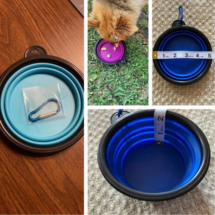 Opvouwbare voerbak voor honden en katten | Duurzaam TPR-rubber | Met karabijnhaak | Compact & lichtgewicht | Ideaal voor onderweg, reizen of wandelingen | Geschikt voor water en voer