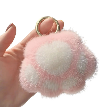 Schattige kattenpoot sleutelhanger | Pluche tassenhanger voor meisjes | Imitatie nerts bont | Fluffy decoratie voor sleutelbos, tas of auto