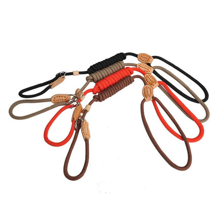 Nylon Slipkoord Hondentuig Zonder Halsband | Verstelbare Antitrekrain met Zacht Handvat | Voor Middelgrote en Grote Honden | Verkrijgbaar in Khaki Zwart Rood Blauw Koffie | Duurzaam Gevlochten voor Comfortabele Wandelervaring
