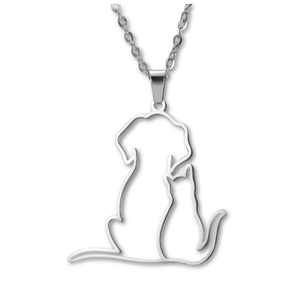 My Shape Dierenvriend Hanger Ketting | Roestvrijstalen Kat & Hond Sieraad | Dames & Meisjes | Cadeau voor Huisdierliefhebbers | 45cm Verstelbaar | Allergievrij | Goud & Zilver