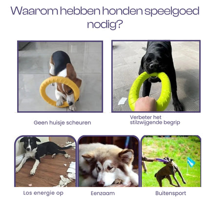 Duurzame Gele Kauwring Voor Honden | Interactief & Stimulerend | Verkrijgbaar in S en L | Rubber